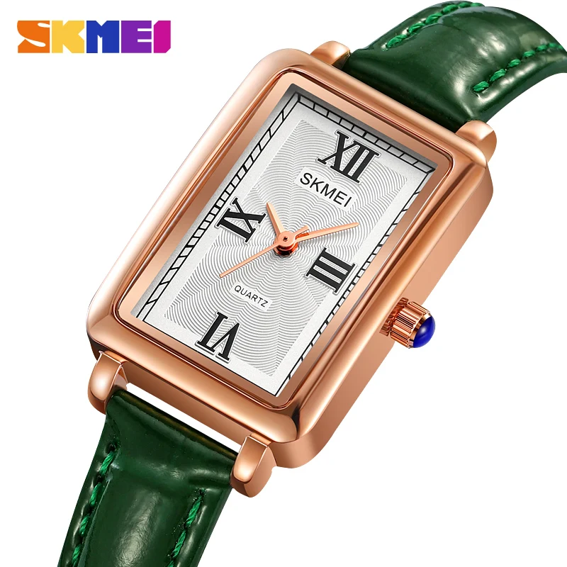 

SKMEI Thin Light Girls Quartz Watches Rainstone Dial Creative Women Quartz Wristwatches PU Leather Waterproof Ladies Watch