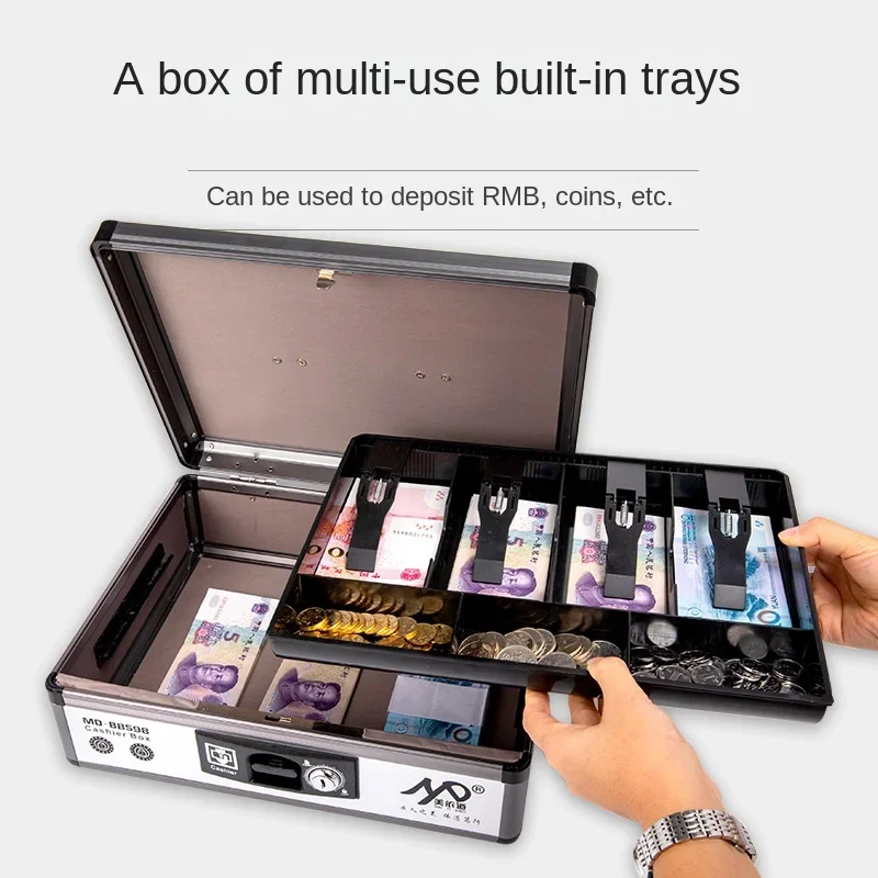 Aluminum Alloy Cash Box with Lock Hand Cash Box Supermarket Shopping Mall Retail Storage  Catering Cash Box