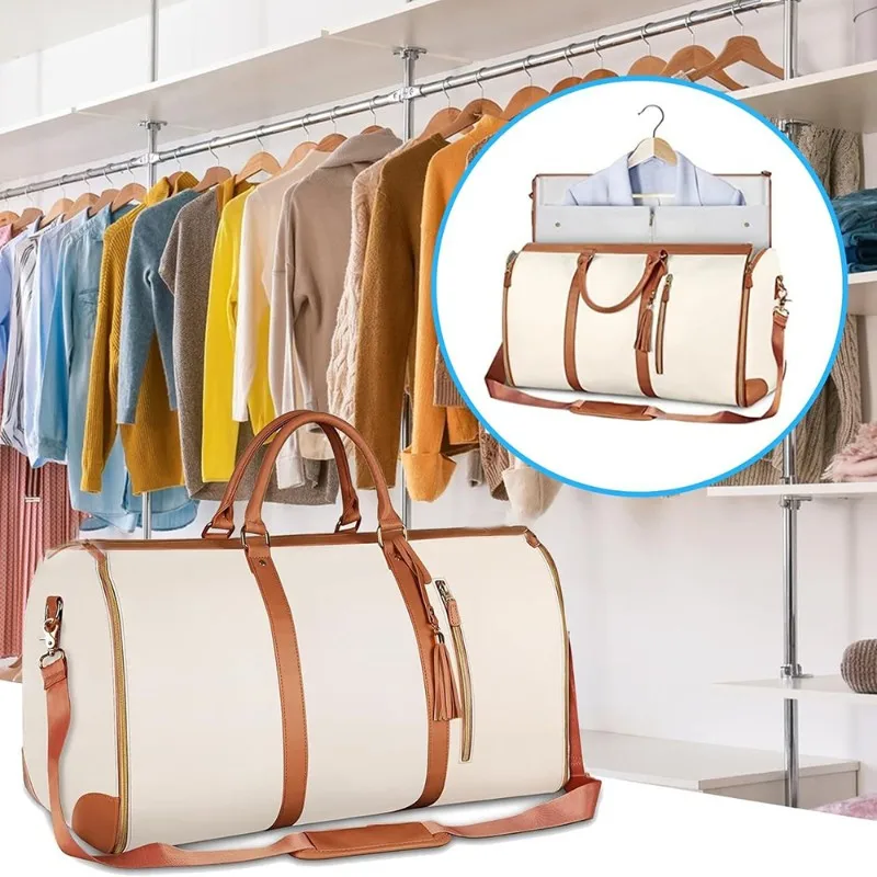 

AT33 For Women Men Large PU Leather Duffle Water-Proof Garment Bag Duffel Bag Suit For Travel Bag For Travel