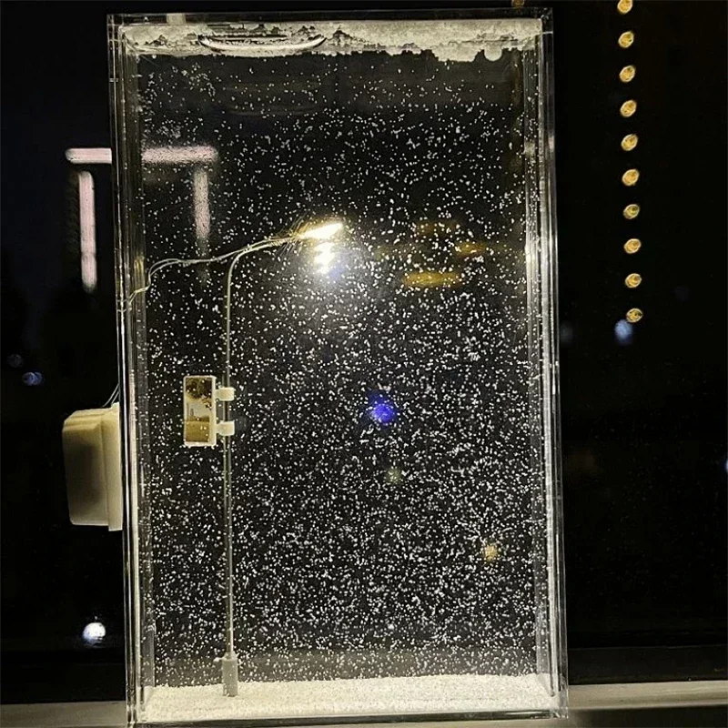 Snowy Night Flowing Small Night Light Snow Scene Street Light Snow Simulation Handmade DIY Material Package Desktop Decor
