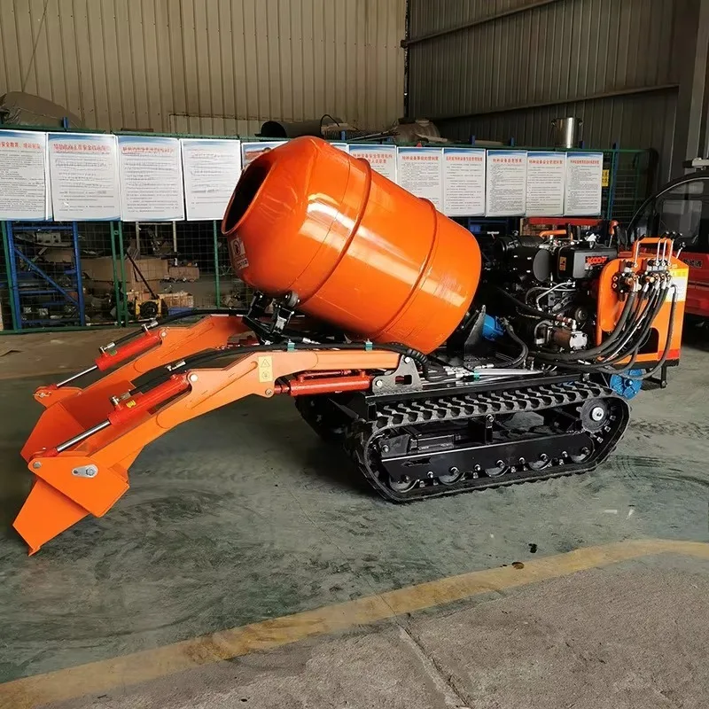 Crawler Self-Loading 0.8 Ton Concrete Mixer Truck Used Diesel Engine Cheap Price Mini Concrete Mixer Machine with Pump for Sale view 5