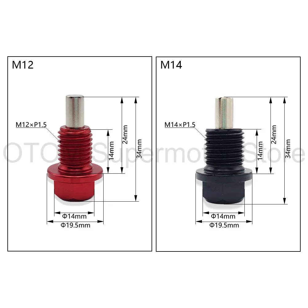 M12x1.5 M14x1.5 Motorcycle Magnetic Oil Drain Plug Oil Drain Sump Nut Straight Screw Aluminum Nut For YAMAHA HONDA KAWASAKI Bike