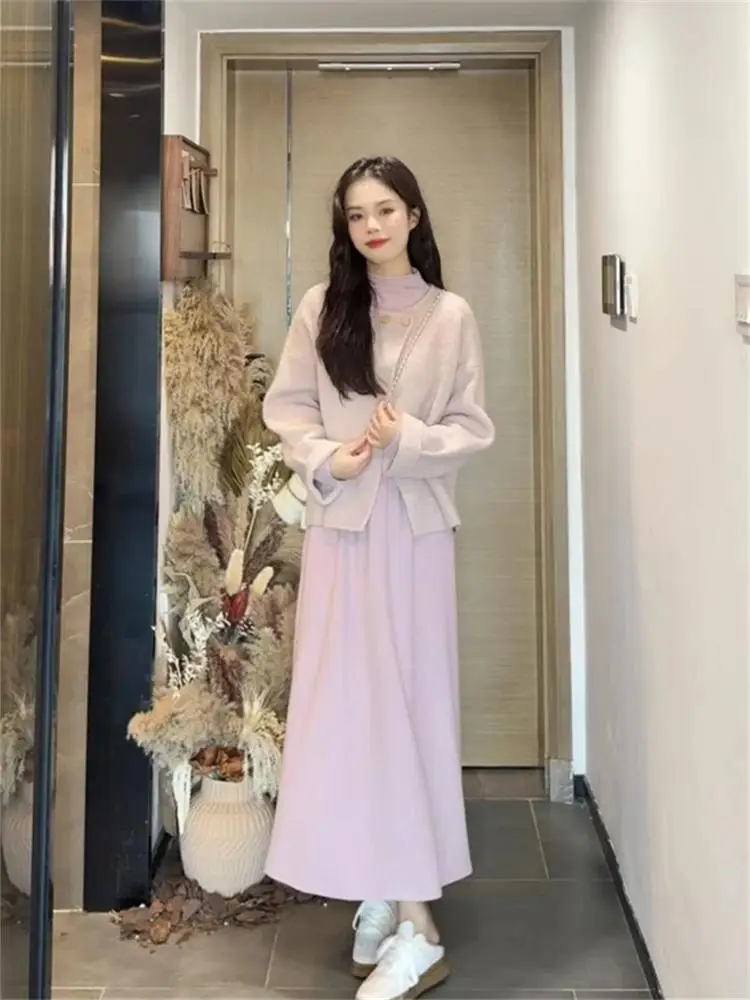 Lente Romantische Aosphere Dames Nieuwe Dr Set Onregelmatige Trui Jaet Trendy Clete Ootd Casual Sle Lange Sve