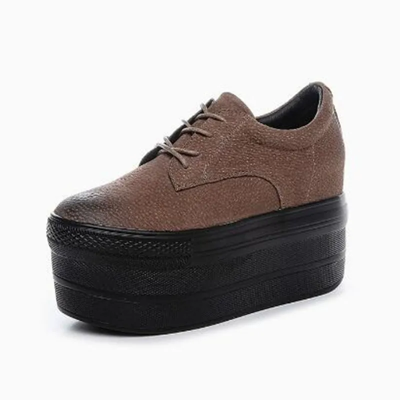 10cm New 2026 Genuine Suede Leather Height High Heel Platform Casual Sports Shoes Super High Women Sneakers Autumn Walking Shoes