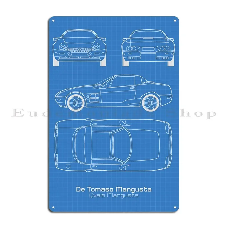 De Tomaso Mangusta Metal Sign Cinema Club Cinema Designing Vintage Tin Sign Poster