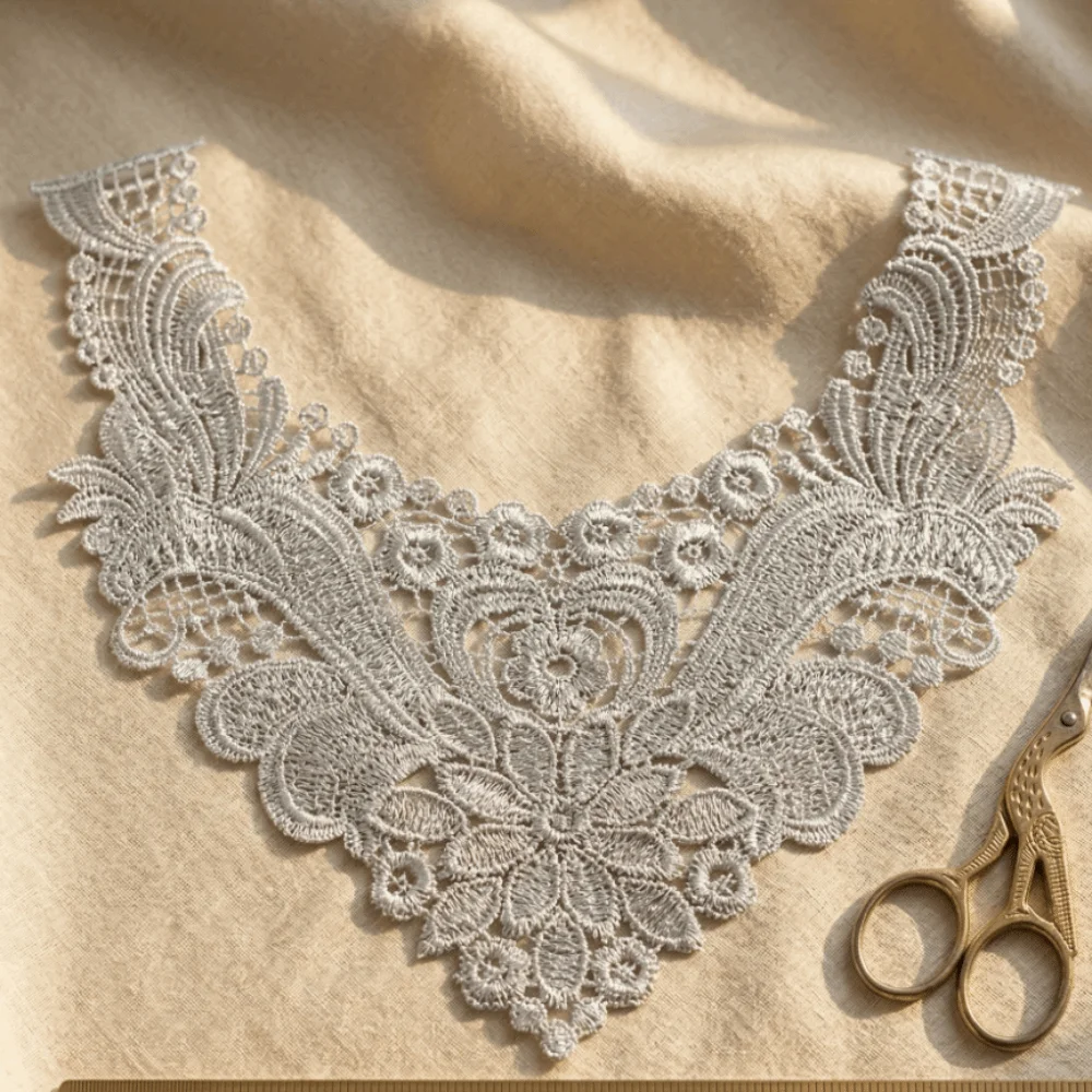 Stylish Collar Hollow Lace Neckline DIY Elegant Embroidery Flower Collar Garment Accessories Sweet Lace Trim Clothing Decoration