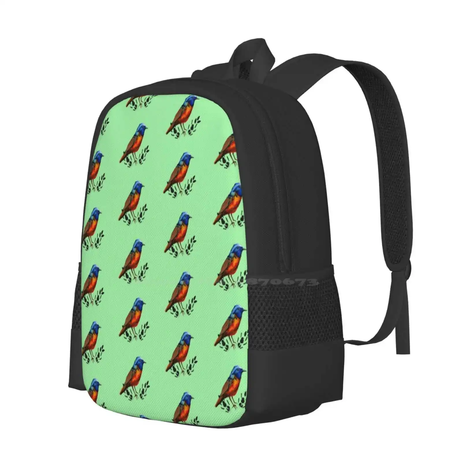 Redstart-Bird Illustration School Bag Big Capacity Backpack Laptop Bird Drawing Redstart