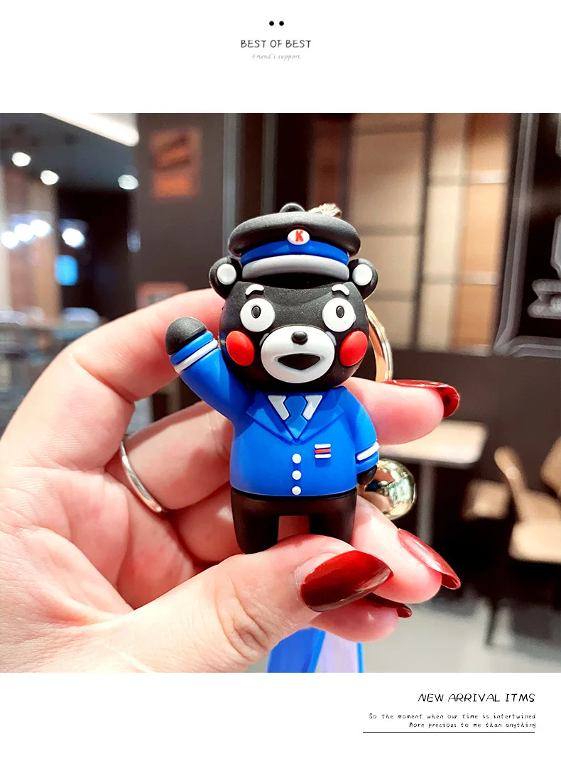 Japanese Anime Cartoon Kumamon Bear Wristband Keychain Key Chain Women Key Ring Chains Car Bag Charm Kids Toys