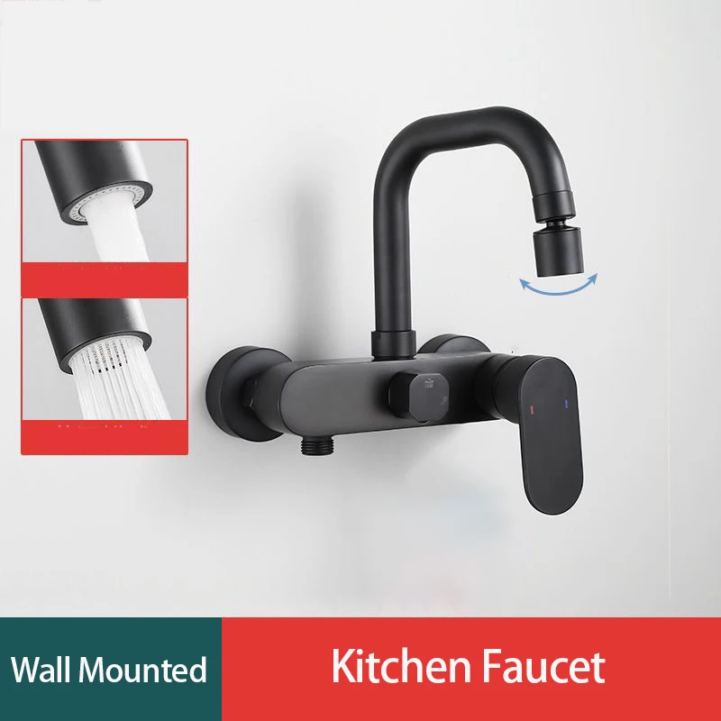 

Настенный черный латунный смеситель для ванной комнаты с насадкой для душа, распылитель для биде, кухонный смеситель, поворотная насадка, смеситель для горячей и холодной воды