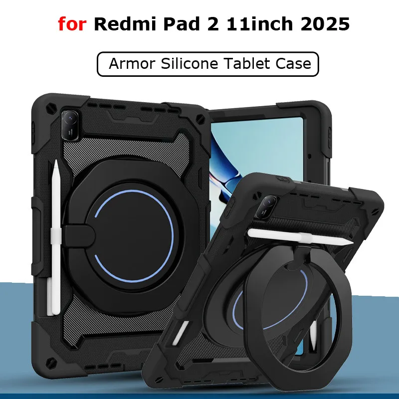 

Armor Silicone Case for Redmi Pad 2 2025 11 Inch SE 8.7" SE 11" for Xiaomi Pad 7 5 6 Pro 360 Degree Rotation Shockproof Cover