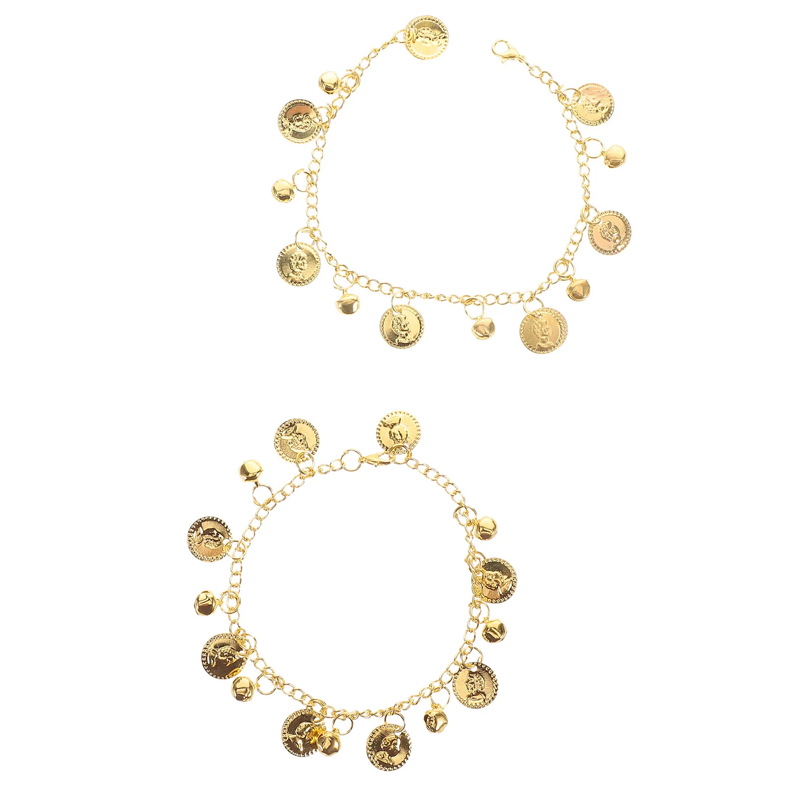 

1 Pair Boho Coin Anklet For Women Belly Dancing Foot Jewelry Golden Barefoot Sandals Chain Ethnic Retro Accessories Dance