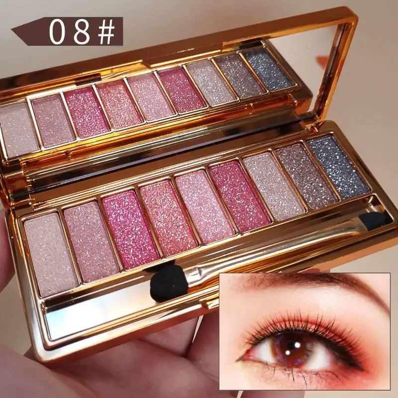 Soft Earthy Tone Eyeshadow Palette Pearlescent Shiny Super Sparkling Glitter Eye Makeup for Vibrant Look Fine Quality