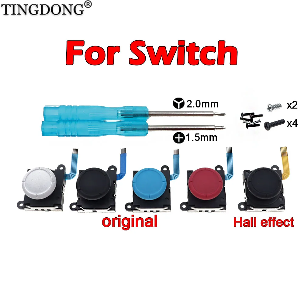 Hall-Effekt-Joystick-Ersatzkit für Switch Joy-Con, Anti-Drift-Analog-Daumenstick mit Schraubendreher, Schrauben und Reparaturwerkzeug-Set