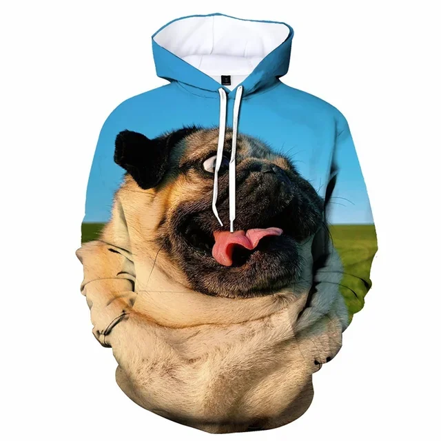 

Hoodies Men's Sweatshirts Funny Ugly Pug Dog 3d Print Casual Long Sleeves Sweatshirts Pullover Hoodie Autumn Streetwear Tops