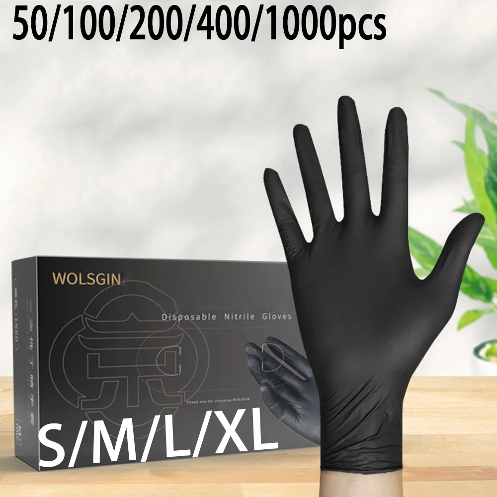 50/100/200/400/1000pcs   cleaning gloves, nitrile gloves, black food grade disposable gloves, kitchen gloves, dishwashing gloves