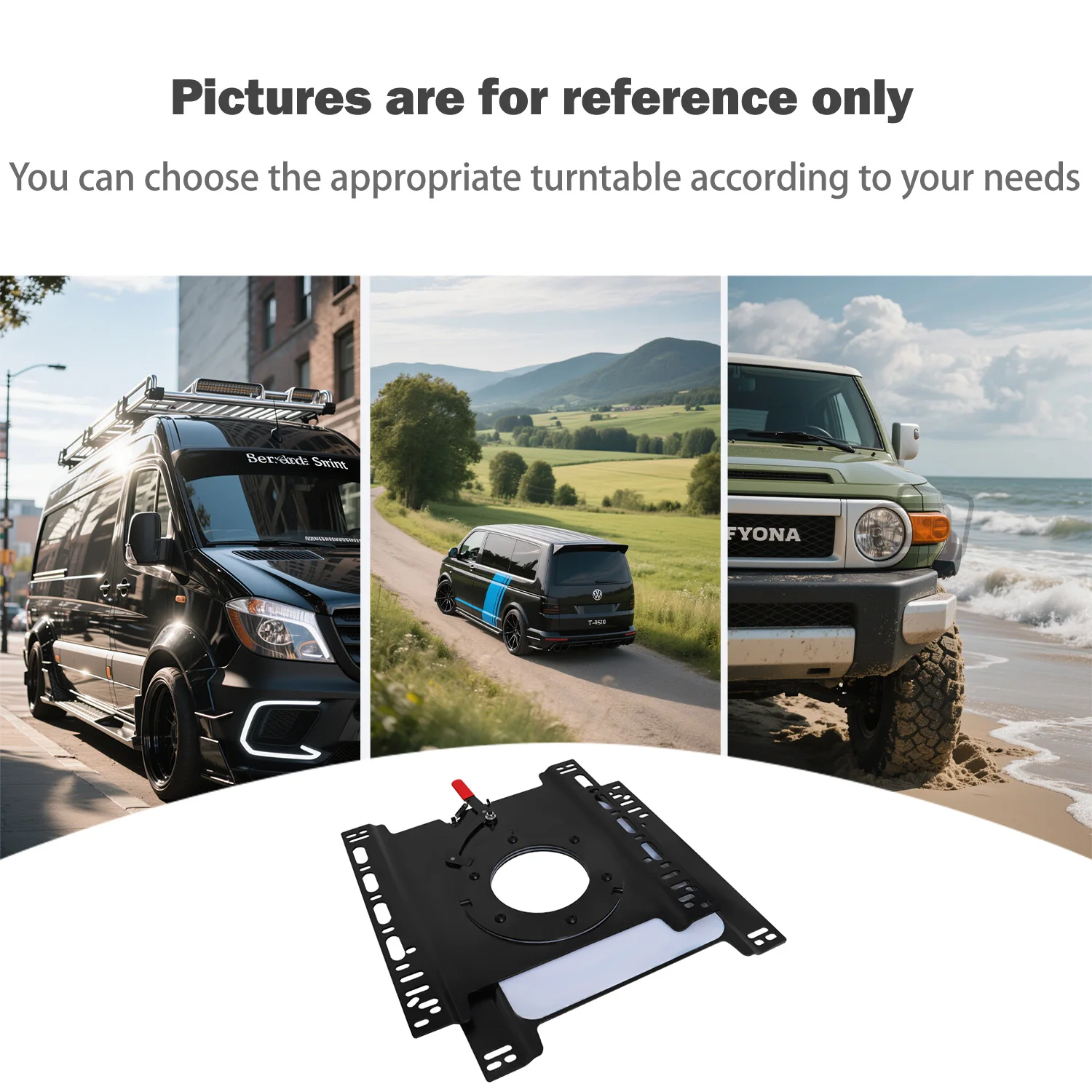 360 °   Adaptor Dasar Putar Kursi |   Rotator Kursi Manual untuk Sprinter, Promaster, VW T6/T5, FJ Cruiser, Pengiriman Cepat Lokal Metris.