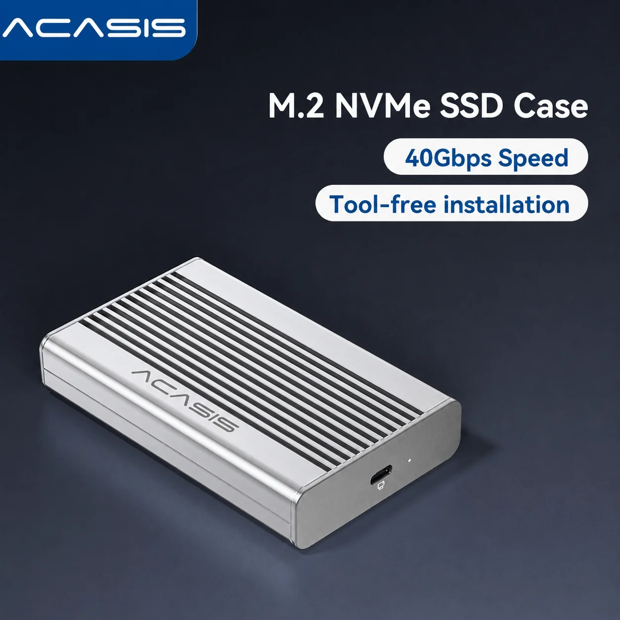 Acasis 40Gbps USB4 M.2 NVMe SSD Enclosure, Aluminum External Hard Drive Case with Cooling, Silent Plug and Play for Laptop