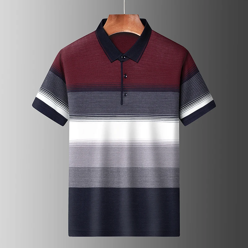 Fashion Summer Mens New Casual Lapel Thin Slim Fit Polo Shirts Breathable Knit Soft Solid Business Polos Tops