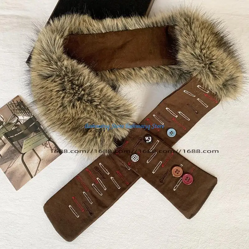 573B Retro Girdle Plush Luxurious Furred Elegant Belt for Wrap Dress Halter Dress