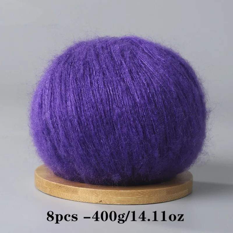 8 Stück 400 g Mohair-Garn zum Häkeln und Stricken, DIY-Haustierspielzeug, DIY-Handwerk, weich, bequem, hautfreundlich, Frühling und Sommer