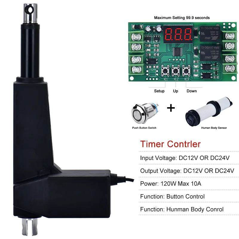 650mm Stroke Linear Actuator Kit DC12V 24V Motor Remote Timer Controller Module Bracket Set Lift TV System 8000N Dustproof