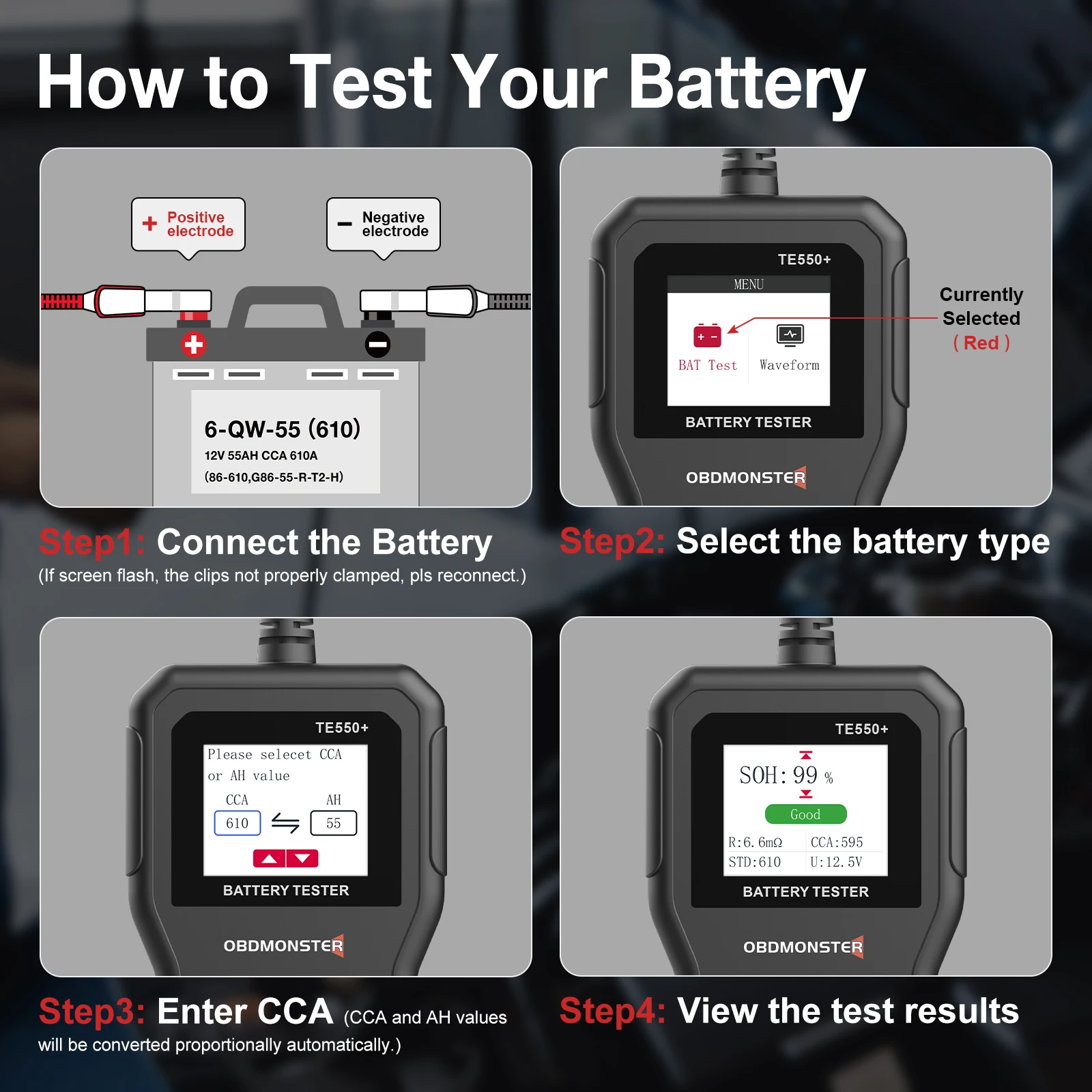 Car Battery Tester 6V 12V 24V,100-2000 CCA Auto Battery Analyzer Charging Cranking System Tester with Color LCD for Cars Trucks