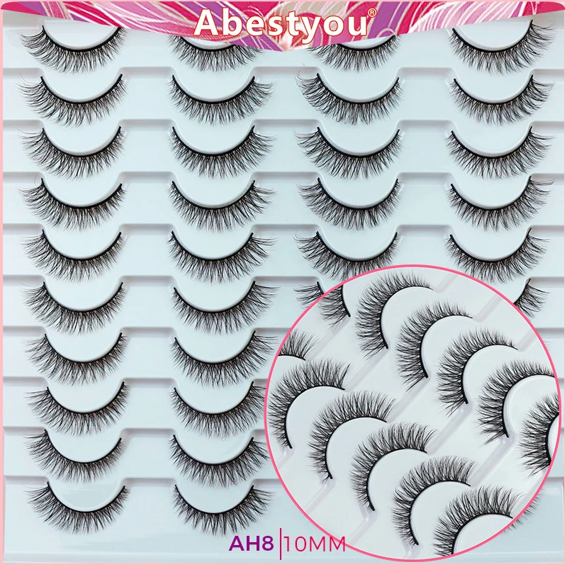 ABESTYOU-ミンクつけまつげ,自然で乱れた,クリスクロス,ファジー,ふわふわ,マネキン,3D, 20ペア,ストア