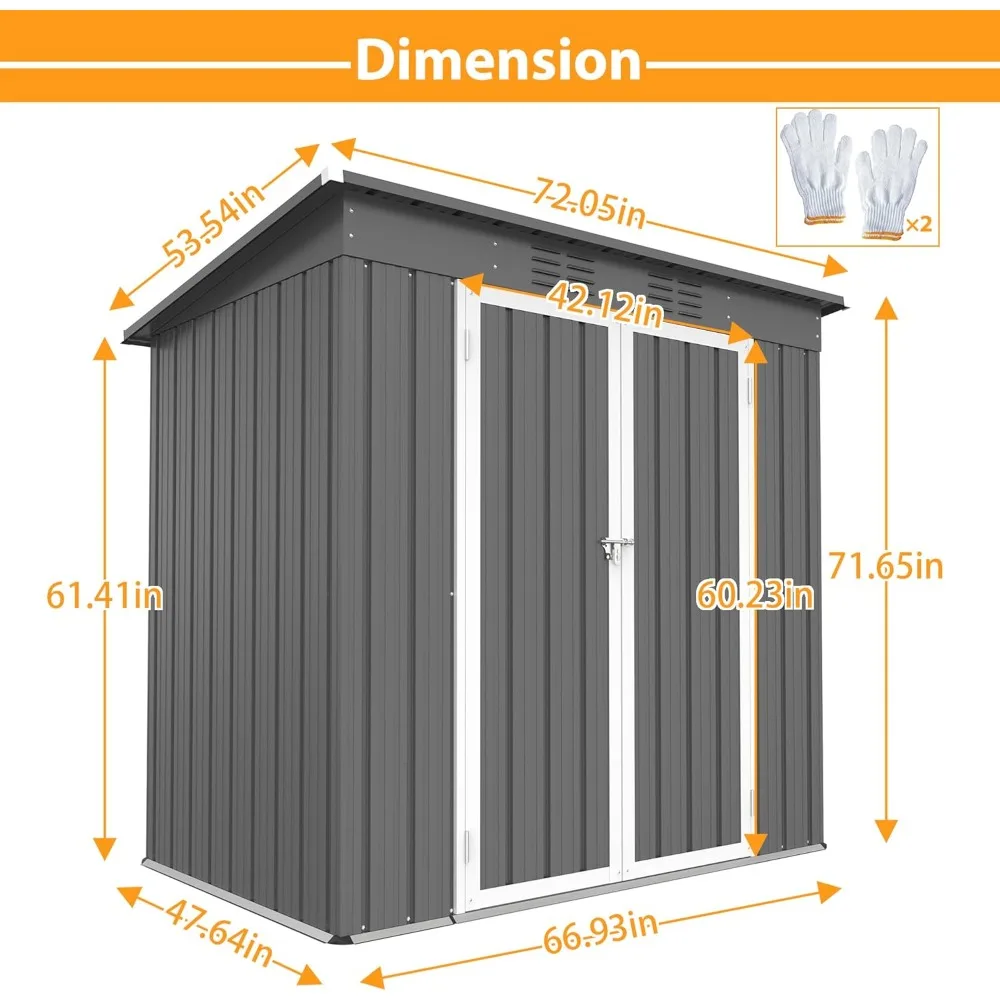 Outdoor Storage Shed, 6 X 4 FT Large Metal Utility Tool Sheds with Floor Frame, Steel Garden Shed for Backyard Garden Patio Lawn