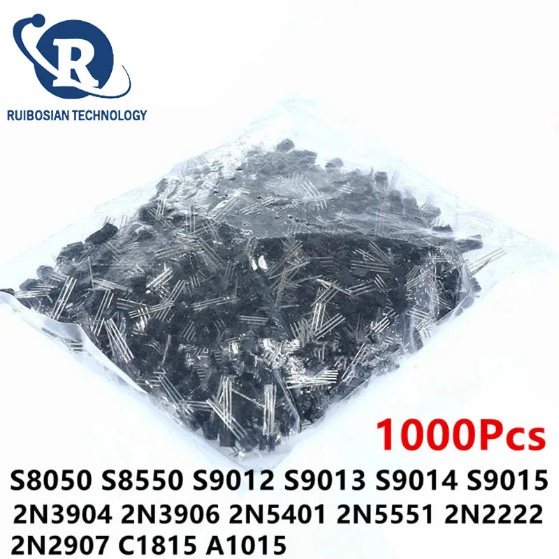 1000pcs 2N2222 2N2222A 2N2907A 2N5401 2N5551 S8050 S8550 S9012 S9013 S9014 S9015 2N3904 2N3906 2SC1815 2SA1015 S9018 TO-92