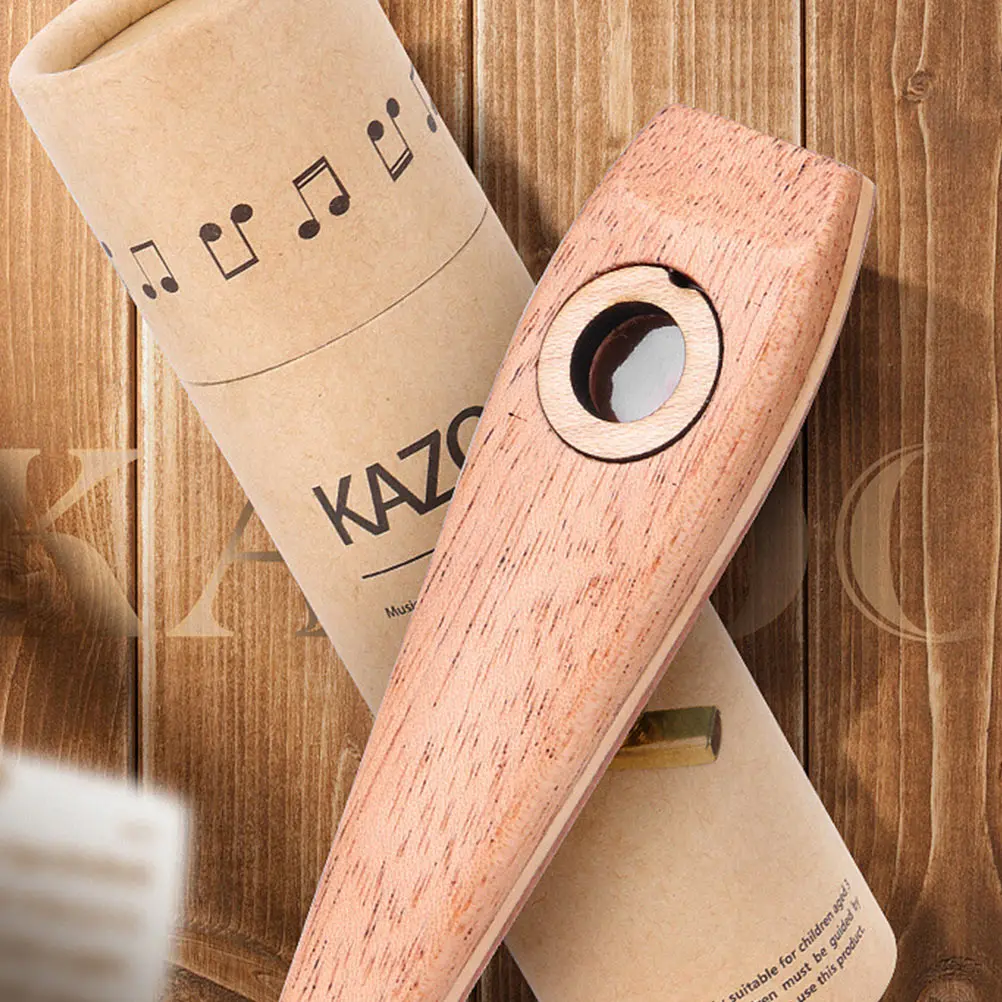 

1pc Wooden Kazoo Instrument All Ages Replacement Membrane Guitar Ukulele Partner Wood Harmonica Orff Instruments