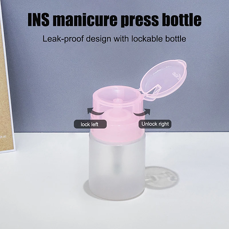 60ML Empty Press Pump Dispenser Plastic Lockable Leak-proof Nails Polish Remover Pressed Bottle Makeup Tools Liquid Storage