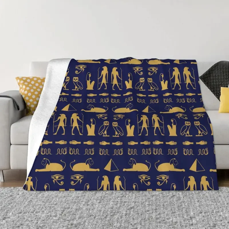 Ancient Egypt Sphinx Pyramid Blanket Coral Fleece Textile Egyptian Hieroglyph Thin Throw Blankets for Bedding Car Rug Piece