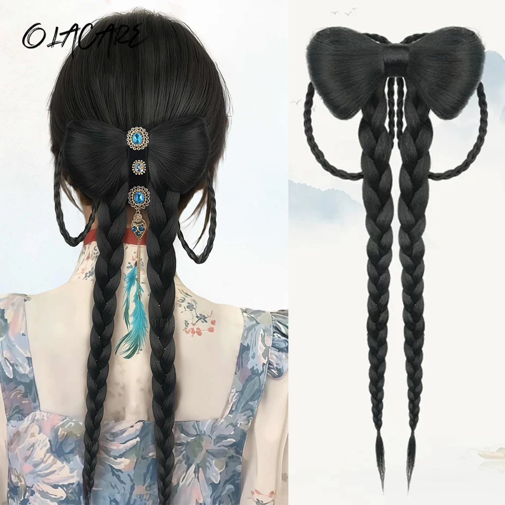 OLACARE Synthetic Bow Ponytail Twist Braid Natural Stable Twist Boxing Braid Hair Clip Claw Style Trendy Girl Hair For Women