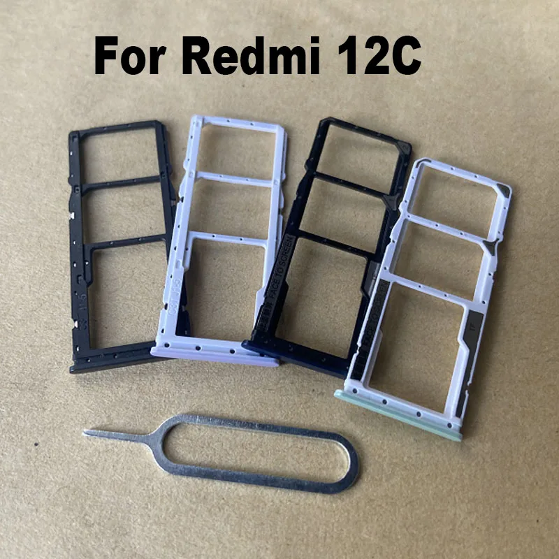 Sim Card Tray para Xiaomi Redmi 12C, Slot Holder, Adaptador de soquete, Conector Peças de Reparação, Substituição, Novo