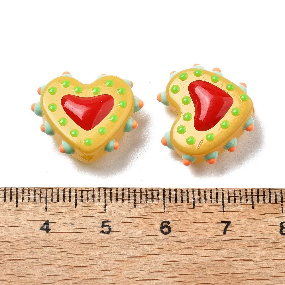 PandaHall 25 Stück Backlack-Glasperlen in Herzform, Emaille-beschichtet, 16-17x18x7mm, 1,2mm Loch für DIY Schmuck- und Halskettenherstellung – Detail 36