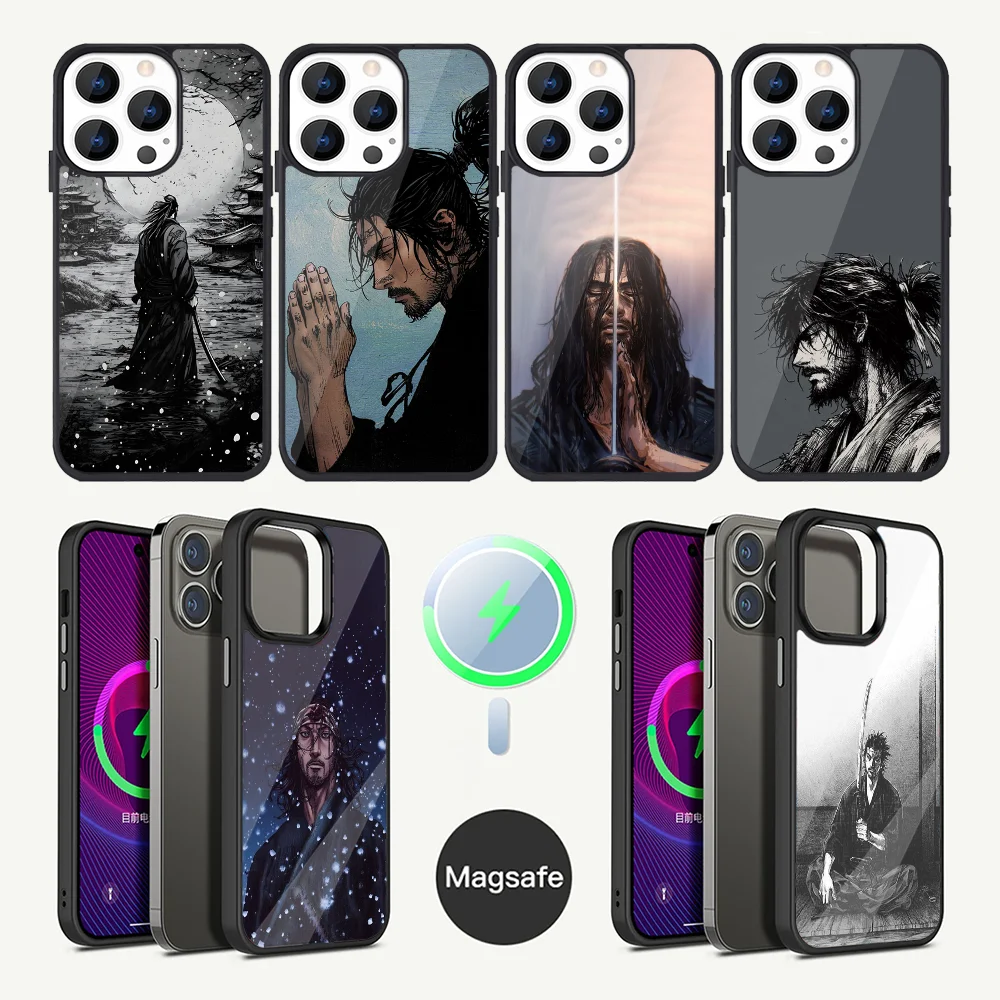 Vagabond Miyamoto M-Musashi Phone Case For iPhone 16,15,14,13,12,11,Plus,Pro,Max Mini Magsafe Magnetic Wireless Charging