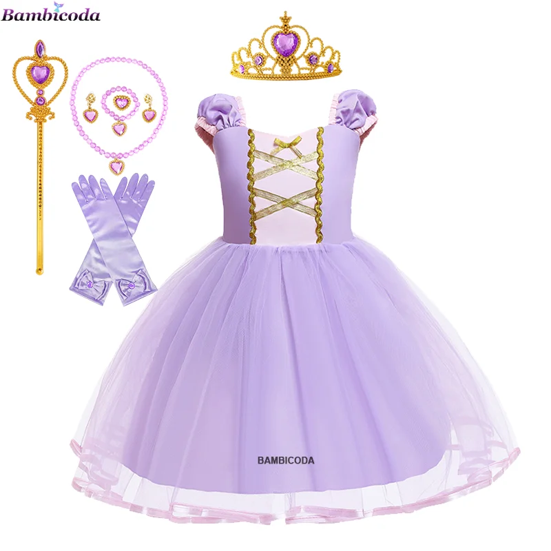 

2026 Fantasia Girl Dress Fairy Kids Halloween Cosplay Birthday Party Sofia Princess Rapunzel Costume Fancy Infant Gowns
