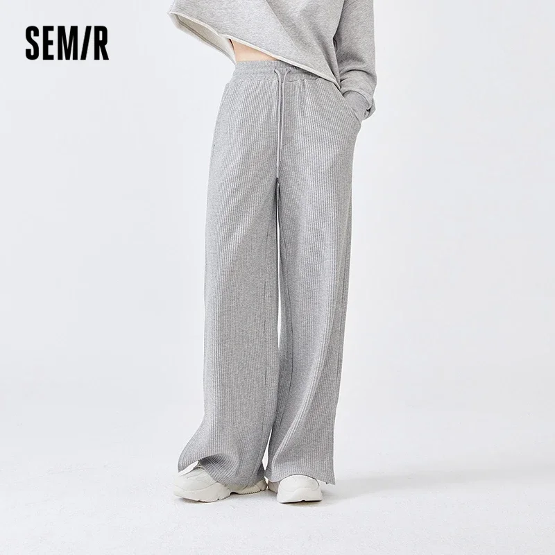 Semir Casual Pants Women Waffle Mopping Pants Lazy 2022 Spring New Style Wide-Leg Pants With Slits Showing Long Legs And Texture