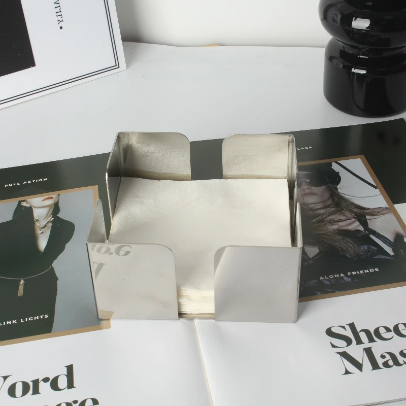Square 201 Stainless Steel Boxes Table Decoration & Accessories Napkin Boxes Kitchen Accessories