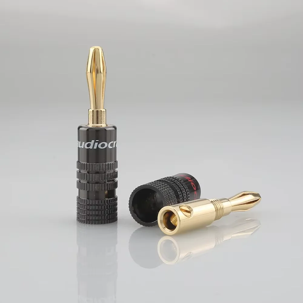 Audiocrast 8PCS 24K Gold Plated Closed Screw Banana Plug Audiophile Speaker Connector for Audio Video Wall Plate