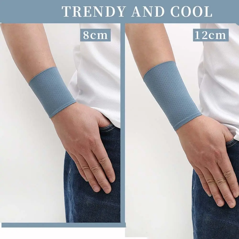 1 คู่ขับรถ Cooling แขนกลางแจ้ง Unisex สีทึบผ้าไหมน้ําแข็งแขนครีมกันแดดสายรัดข้อมือกีฬาขี่จักรยานแขนแขน