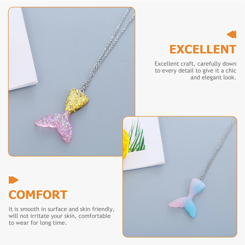4 قطع متدرجة اللون حورية البحر ذيل قلادة أنيقة أنيقة قلادة مجوهرات ساحرة للنساء الفتيات حورية البحر لوازم الحفلات عيد ميلاد