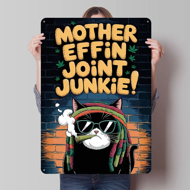 

Cat Joint Junkie портретный печатный постер настраиваемый настенный художественный ретро винтажный металлический жестяной знак для украшения дома, комнаты, спальни