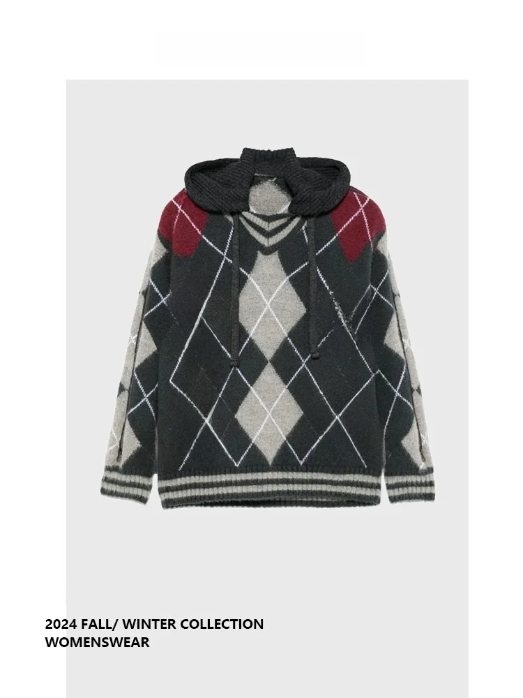

Forever 21 Retro Hooded Knitwear Women's Autumn Winter New Style Sweater Overhead Top plus Size Pear Shape Fit Ladies Fashion