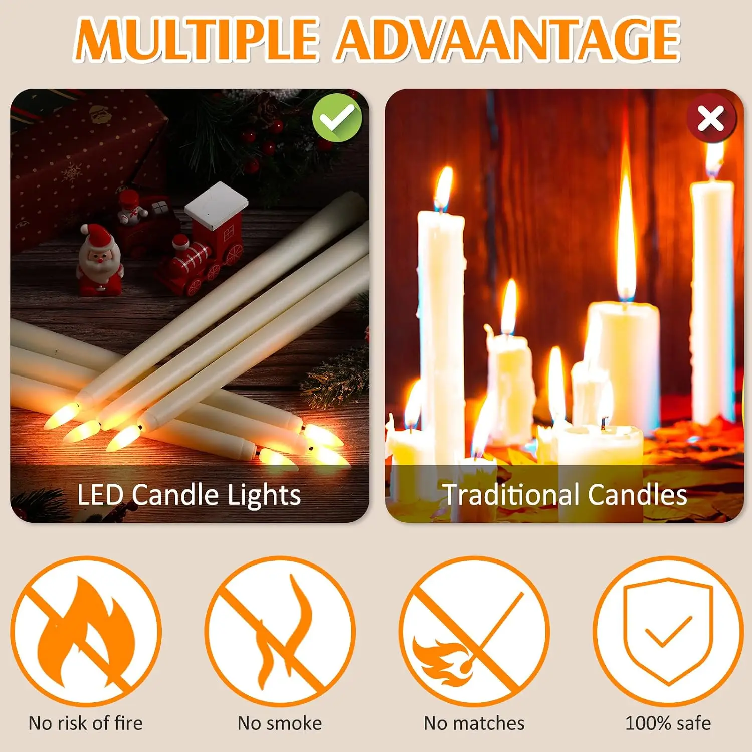 LED Taper Candles Flameless Electric Tealight with Remote Control & Timer 3D Wick Flickering LED Candles Christmas Wedding Decor