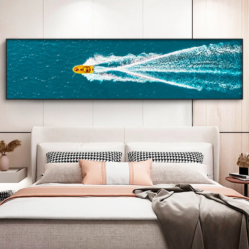 Original Modern Classic Oil Digital Printing 4-color Sea Landscape Framed Canvas Wall Art for Bedroom Wall Hanging