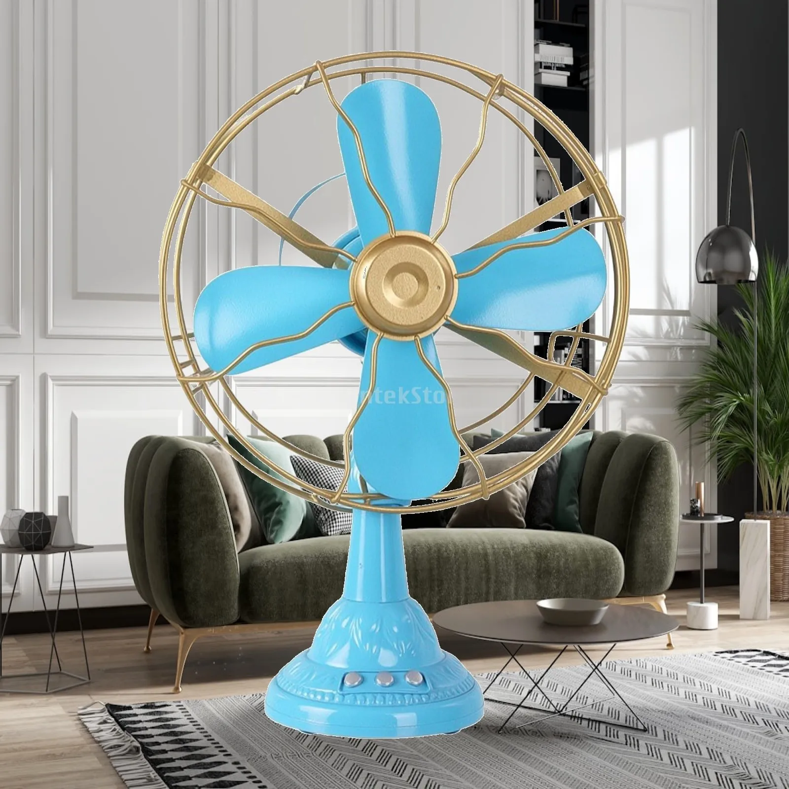 Réplique de ventilateur industriel rétro, modèle décoratif en fer, ornement de table, design classique non fonctionnel pour salon et étagère.