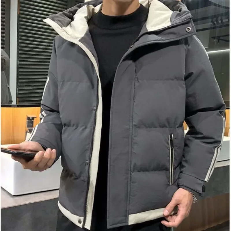 Splicing Hooded Male Padded Coats Men\'s Down Jacket Padding Parkas Lightweight Korean Luxury Clothing Winter Clothes New in &