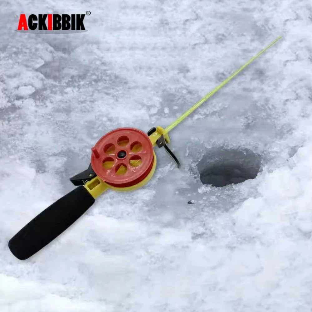 Ackibbik 1pc Ice Fishing Rod with Reel Combo Mini Fishing Pole Trout Walleye Perch Fishing Rod Winter Ice Fishing Accessories