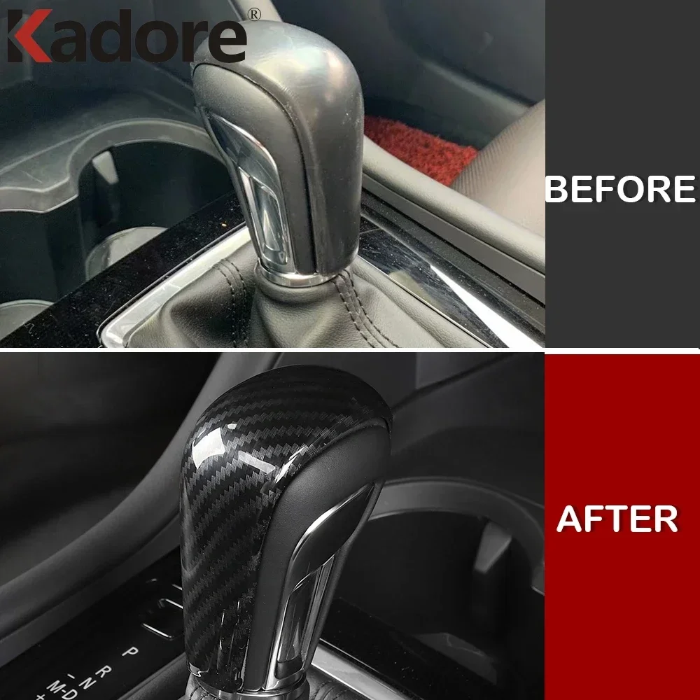 لمازدا 3 Axela 2019 2020 2021 2022 2023 2024 2025 في ألياف الكربون وحدة التحكم والعتاد التحول المقبض غطاء الكسوة اكسسوارات السيارات التصميم